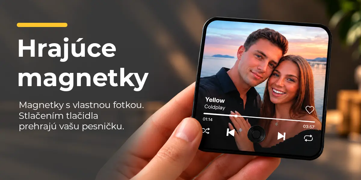 Hrajúce magnetky. Magnetky s vlastnou fotkou. Stlačením tlačidla prehrajú vašu pesničku.